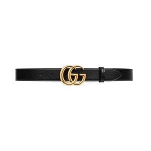 GG Marmont leather belt with shiny buckle